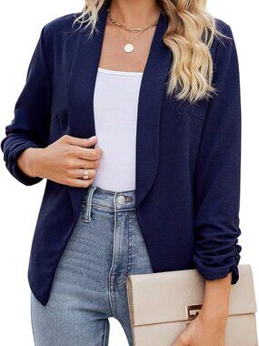 POGTMM/Amazon Open Front 3/4 Ruched Sleeve jacket